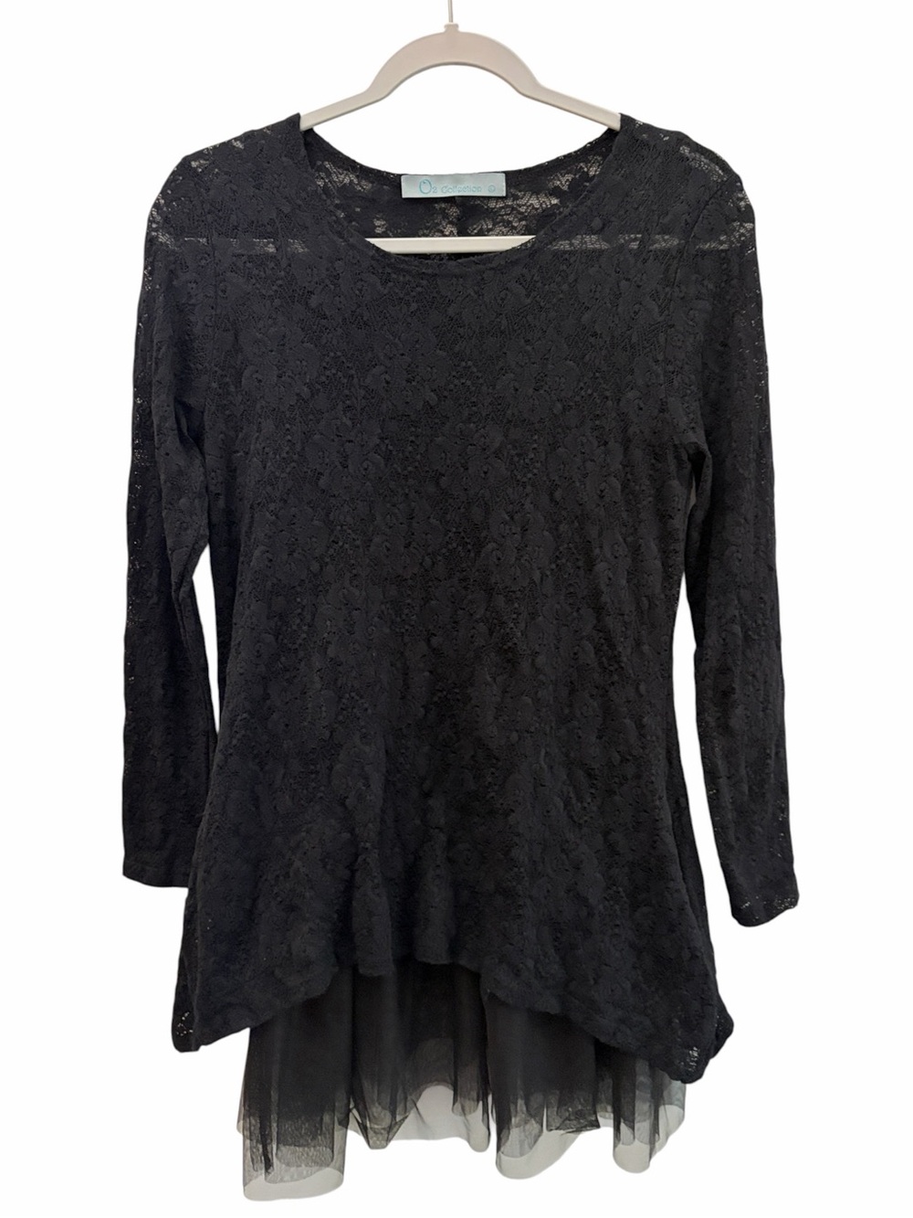 O2 Collection Y2K Whimsigoth Dark Romantic Lace Layered Tunic Top Size L Vamp